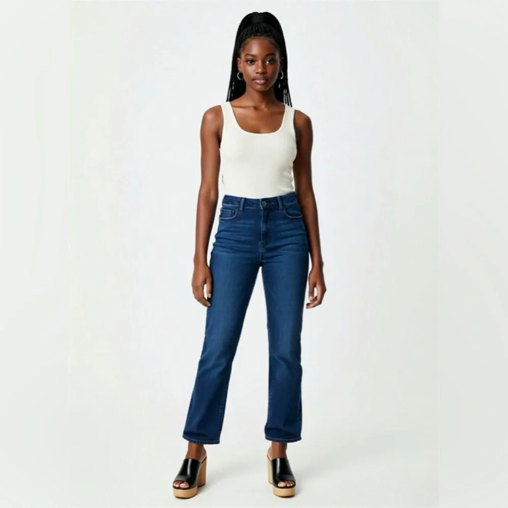 Rachel Comey Straight Leg Jeans, dark wash, high rise, cotton w/stretch, sz8 - Picture 2 of 13